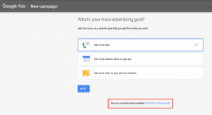 campaign selection screencap from Google Ads